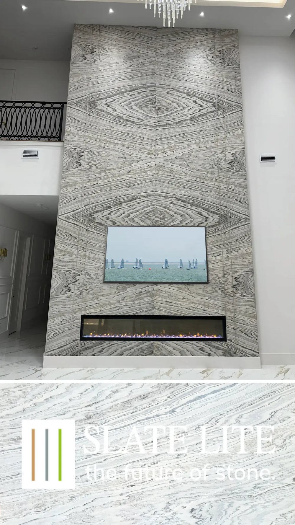 Slate-Lite Arctic White Bookmatching
